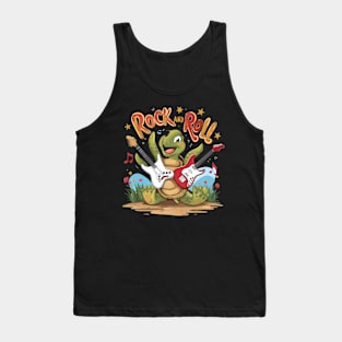 Groovy Turtle Rockstar Rock And Roll Tank Top